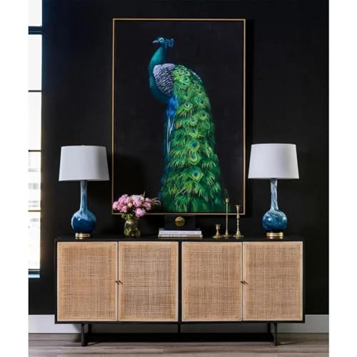 Toile paon bleu abstrait peinture murale salon 30x45cm