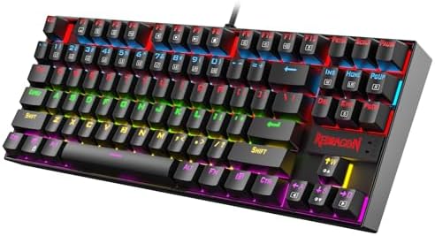 Redragon Kumara K552 Rainbow LED Backlit TKL Ten Key-Less Mechanical Wired Gaming Keyboard Without Numlock Keys (Black)