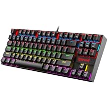 Redragon K552 Mechanical Gaming Keyboard, 87-Key Compact, LED Gaming Keyboard with Red Switches, Anti-Ghosting, Metal Frame for PC Gaming & Typing, Beginner-Friendly Black