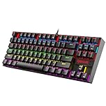 Redragon K552 Mechanical Gaming Keyboard, LED Gaming Keyboard with Red Switches, 87 Full Anti-ghosting Keys, Unique Metal Rim for Windows Gaming PC, Black
