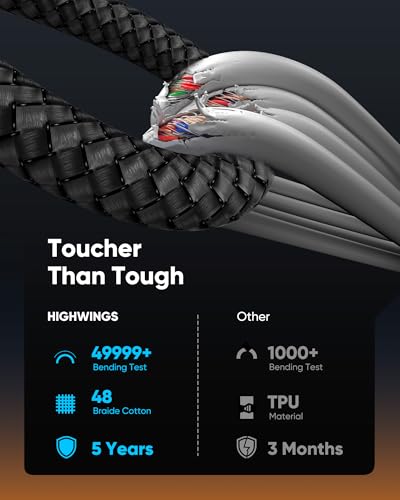 Image of Highwings USB C to HDMI Cable @60Hz, USB-C (4K HDMI) 3 feet Black, [Thunderbolt 3 /4 Compatible] Type-C to HDMI Cord for iPhone 16 /15 Series, MacBook Pro /Air, iPad, Surface, Galaxy, XPS, and More