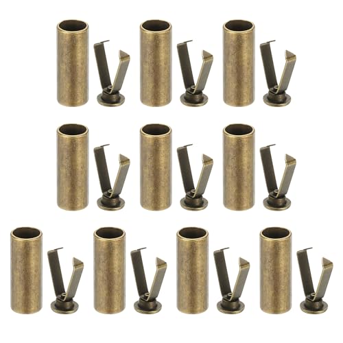 PATIKIL Skosnöre spetsar, 10-pack zinklegering skosnöre huvud cylindriska spetsar snören ände ersättning för skosträng reparation kläder byxor sträng gör-det-själv, brons, Brons, En Storlek