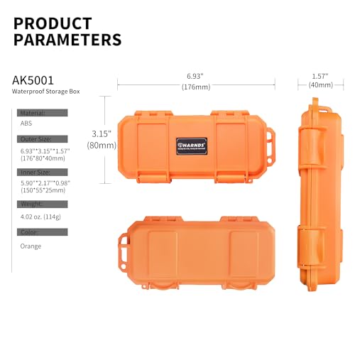 Harnds wasserdichte Aufbewahrungsbox mit Schwamm Stoßfest und Druckfest Dichtungsstruktur Wild Survival Storage Box für Camping, Bootfahren und Wassersport (Orange.17,6x8x4 cm)