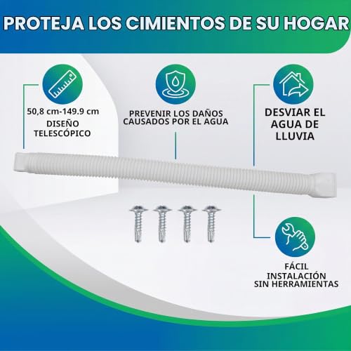 Miniatura 6 de Cocoarm Extensión De Bajante De Canal Flexible, Longitud Ajustable, Tubo De Drenaje De Canalón De Lluvia Retráctil, Extensiones De Drenaje De Canalón Para Desvío De Lluvia, Diseño White
