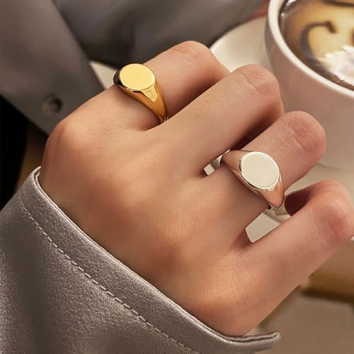 Stainless Steel Round Shape Classical Simple Plain Wedding Engagement Statement Pinky Band Signet Rings for Men Women Size 4-152