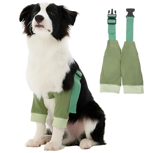 Image of Dogs Elbow & Shoulder Protectors for Medium or Large Pets 30lbs to 50lbs - Soft Cotton Brace Pads for Elbow Hygroma, Dysplasia, Osteoarthritis, and Joint Relief, Green, XXL