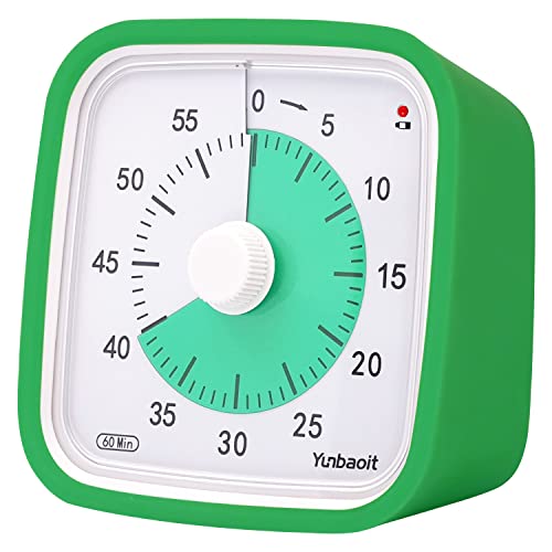 Yunbaoit Visual Timer with Protective Case, 60 Minute Silent Countdown Timer for Kids and Adults Clock Time Management Tool(Green)