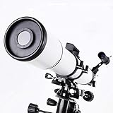 Telescopio astronómico de última generación con apertura de 90 mm y longitud focal de 900 mm.