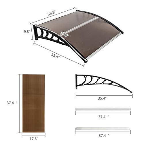 40x-40-Window-Awning-Modern-Polycarbonate-Cover-Front-Door-Outdoor-Patio-Canopy-Sun-shetter-Clear-with-Black-Edge-Brown 40x 40 Window Awning Modern Polycarbonate Cover Front Door Outdoor Patio Canopy Sun shetter Clear with Black Edge Brown