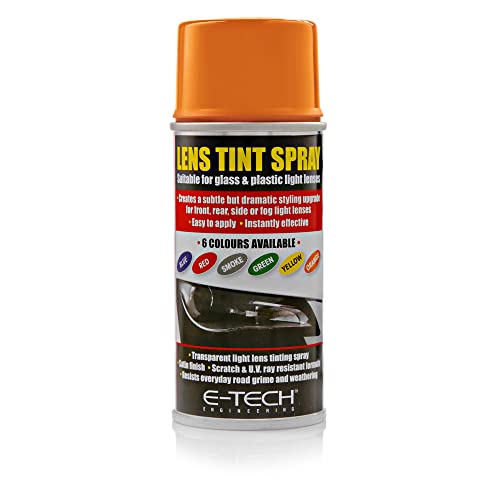 E-TECH Car Headlight & Taillight Lamp Light Lens Coloured Tint Spray - Orange