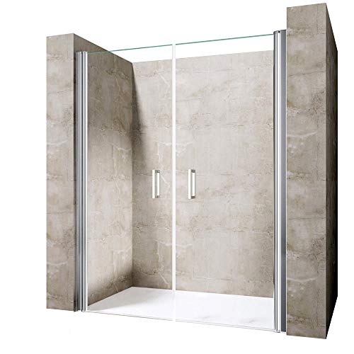 Durovin Bathrooms 1100mm Double Shower Door with Frameless Pivot Hinge Style - Reversible Shower Enclosure Door - 6mm Thick Safety Glass