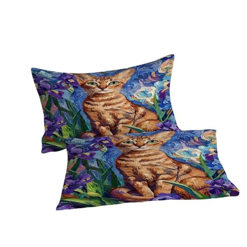 Parure de lit chat housses de couettes king microfibre pour chambre - 7