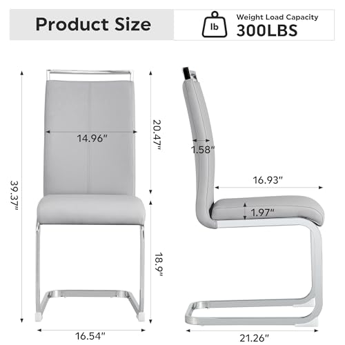 Image of Baysitone Modern Dining Chairs Set of 8, Side Dining Room Chairs, High Back Kitchen Chairs with Faux Leather Padded Seat for Dining Room,Kitchen, Living Room Gray