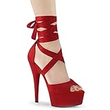 4 cm Frontplateau Pleaser Damen DELIGHT-679 Plateau High Heels Sandalette Wildlederimitat Rot 36 EU
