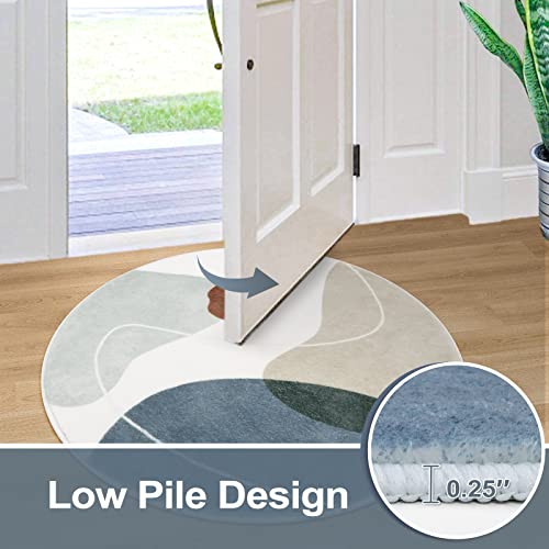 Uphome Round Rug 3Ft Soft Modern Abstract Circle Rug Non Slip Machine Washable Circular Bath Mats Mid Century Minimalist Throw Rugs For Bedroom Bathroom Entryway Nursery #TOP3