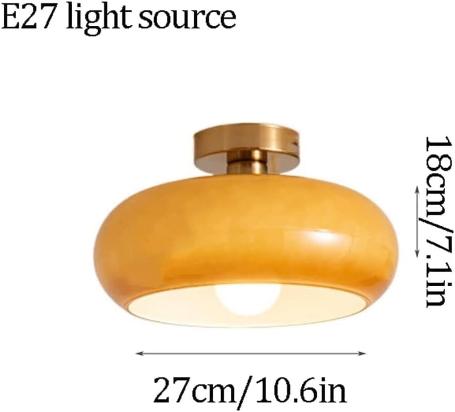 Round Mini Glass Lampshade Ceiling Light - E27 Flush Mount Fixture for Bedroom and Decorative Lighting(White)