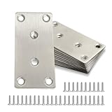 OMIDEAS 10 × Placas planas de unión (80 × 40 × 2) Soporte metálico perforado de fijación para madera – Conector de reparación en acero inoxidable, color plata