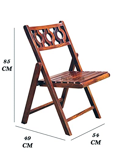 Image of Wooden Folding Chair Set of 2 | Portable Foldable Dining Chairs for Balcony, Patio, Living & Drawing Room (Brown, Set of 2 Chairs)