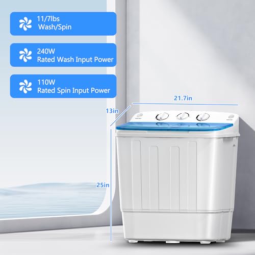 Image of DOGHLY Portable Washer and Dryer Combo Set, 1.8 Cu.Ft Portable Clothes Dryers,18lbs Twin Tub Washing Machine, Compact Washer and Dryer for Apartment, RV, Dorm