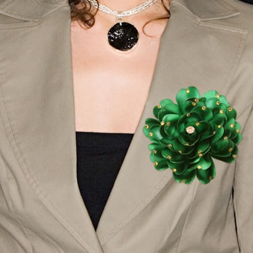 Image of CSIYANJRY99 Dainty Feather & Rose Flower Large Brooch Lapel Pins Delicate Elegant Handmade Flower Brooches Pin Classic for Wedding Party Dance Banquet for Women Dress Suit Ceremony Clothes Accessories Jewelry Valentine's Day Gifts