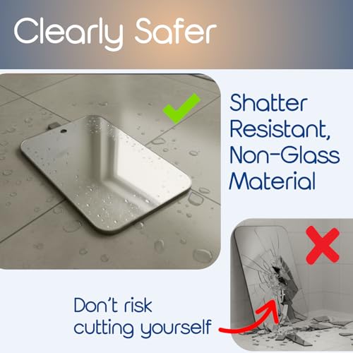 SereniBath Shower Mirror - Fogless for Shaving & Washing Your Face - Anti-Fog - for Men & Women - Exfoliate, Scrub and Groom Your Face