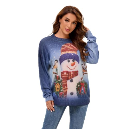 Image of Women's Oversized Graphic Print Knit Pullover Sweater
