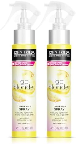 John Frieda Go Blonder Lightening Spray, Gradually Lightens Blonde Color, For Natural or Color-Treated Hair, Formulated with a Citrus Bontanical Blend, Paraben Free, 3.5 Oz, Pack of 2