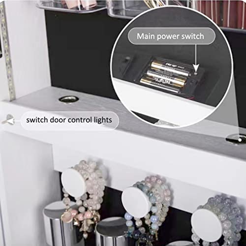Fifor Jewelry Organizer Cabinet, Lockable Full Length Mirror Jewelry Cabinet, Wall Mounted/Door Hanging Mirror, Large Jewelry Armoire With Mirror Standing, Rear Storage #TOP6