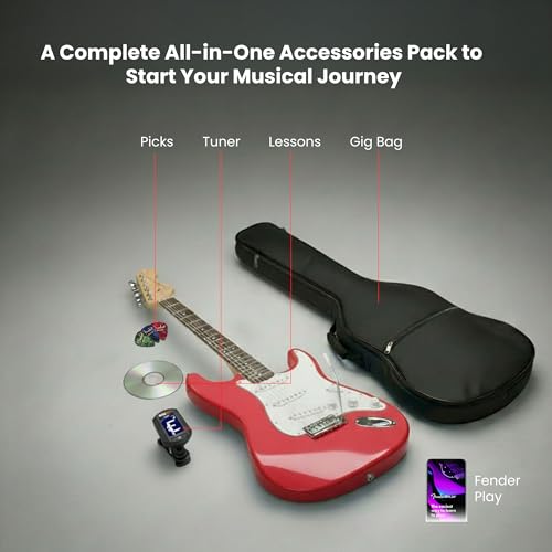 Image of Fender Squier Stratocaster - Torino Red Bundle with Gig Bag, Tuner, Picks, and Austin Bazaar Instructional DVD