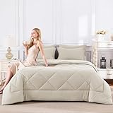 CozyLux Queen Comforter Set Beige - Bed in a Bag Queen Size 7 Pieces, Luxury Soft Bed Set for All Seasons, Bedding Set with Down Alternative Comforter, Sheets, Pillowcases & Shams - Image 7