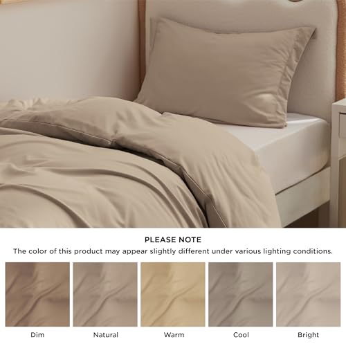 Image of Bedsure Twin /Twin XL Duvet Cover, Double Brushed Bedding Set, Light Brown | For Kids & Adults, 68 inchx90 inch Comforter Cover, Hotel Luxury, All Season, Breathable, Easy Care, Lightweight, Zipper Closure