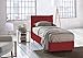 Talamo Italia Lit Coffre Veronica simple, Made in Italy, Tête de lit et housse en tissu, Ouverture frontale, convient pour matelas 90x190 cm, Rouge