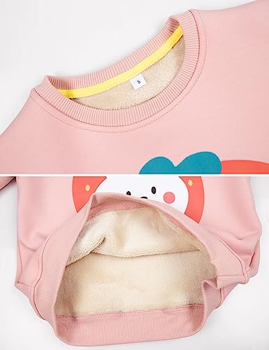 Image of Girls Sweatshirt Kids Fleece Lined Sweatshirts Winter Warm Sherpa Crewneck Pullover