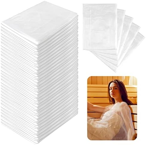 Disposable Sauna Blanket Liners, 50PCS Plastic Sauna Bags For Body Wrap Used Inside A Far Infrared Sauna Blanket, 43"x83" PVC Plastic Sheeting For Beauty Salon Use In Saunas,Bathtub Bag(Upper Opening