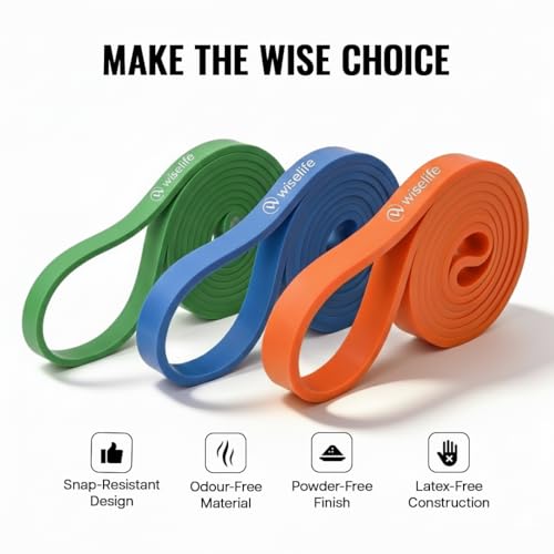 Image of Wiselife Elasticized,Fabric Resistance Power Band, Pull Up Assistance Bands, Workout Bands, Exercise Bands, for Legs, Working Out,Muscle Training,Pull Up Assist Upto 7Kg-60 Kg (Set of 3)