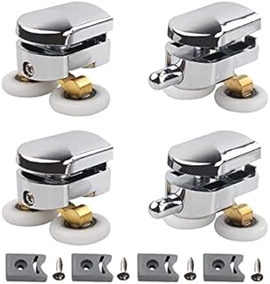Houdao 4pcs Curved Shower Door Rollers 23mm Replacement Shower Door Wheels with Anti-Collision Block and Screws Chrome Shower Door Rollers for Curved Doors Glass Doors 4-6mm(2 Top & 2 Bottom)
