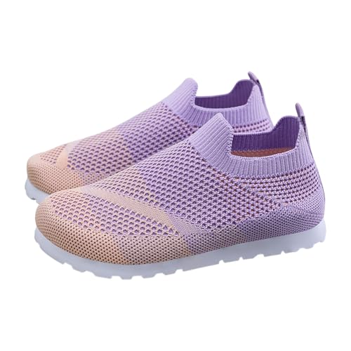 Generisch Zapatillas deportivas para niñas y niños, transpirables, ligeras, antideslizantes para caminar, bloque de colores, cómodas zapatillas de deporte para interiores y exteriores, morado, 30 EU
