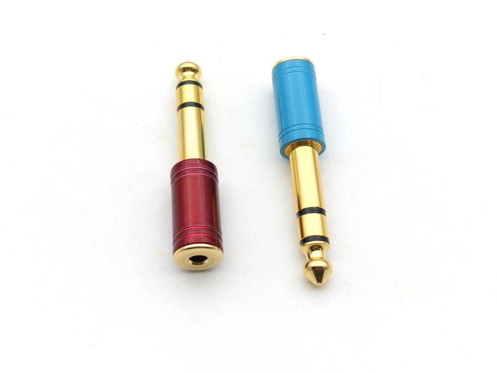 Wiring Connecting Terminals 6.35 mm (1/4 in) Jack Male to 3.5mm Female Jack Stereo Headphone AUX Cable Audio Adapter - (Color: Blue, Package: 100pcs)