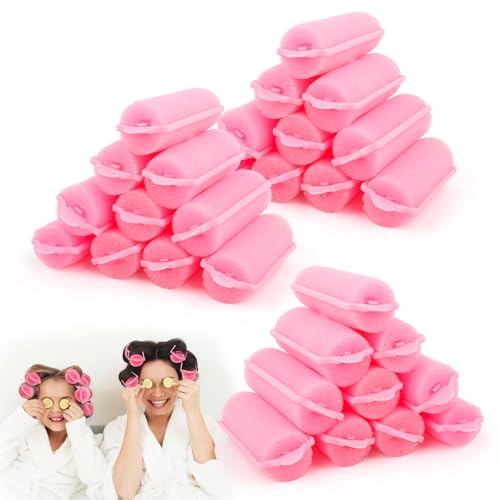 30 Piezas Rulos Para el Pelo Espuma，rizadores flexibles de esponja，esponja de pelo mini rulos de espuma de pelo，Rulos Pelo Corto Largo，Rulos
