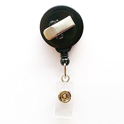 Cordon pour badge Texas porte-nom rétractable avec clip noir solide - 2