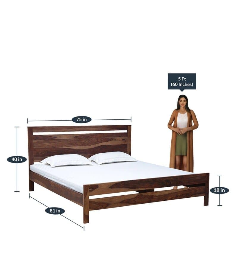 Image of SANKAT MOCHAN Industries Solid SHEESHAM Honey Brown Wooden King Size Bed Double Bed Furniture for Bedroom Living Room (Honey Finish) Matters Size (6 * 6.5) (King (U.K. Standard))