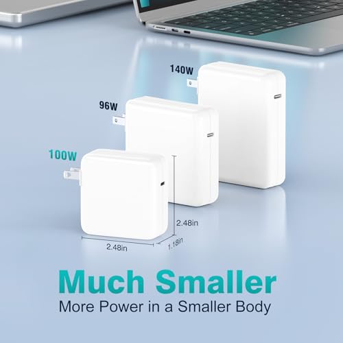Image of Charger for MacBook Pro 16 14 inch MacBook Air 15 13 inch 2025 2024 2023 2022 2021 2020 2019 M4 M3 M2 M1, Super Compact 100W USB C Laptop Power Adapter, 6.6FT USB-C Braided Cable, Original Quality