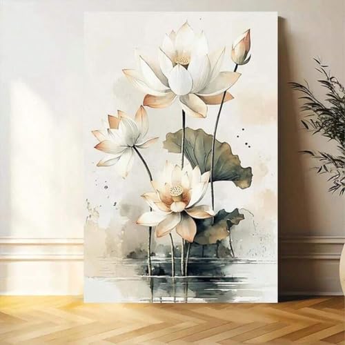 Peinture florale aquarelle de lotus pour décorer un salon moderne