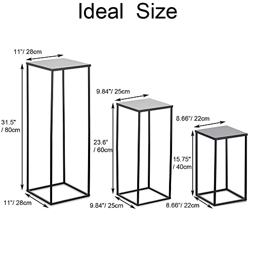 Inweder Black Plant Stand Set Of 3 Metal Plant Stand, Tall Flower Stand, Cylinder Pedestal Stands For Parties, Wedding Centerpieces For Tables, Corner Planter Pot Rack For Living Room, Home Decor #TOP5