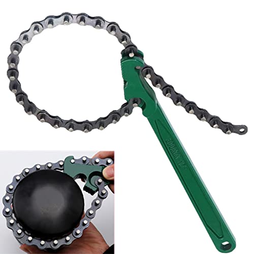 Sinyiol 12 Inch Heavy-Duty Ratcheting Chain Wrench Oil Filter Wrench Reversible Chain Style Pipe Fitter Tools Fit Max 6 Inch Diameter (12 Inch)