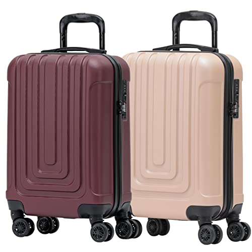 Flight Knight Premium Set of 2 Lightweight Cabin Suitcase - 8 Spinner Wheels - Built-in TSA Lock & USB Port - Luggage Approved for Over 100 Airlines Including easyJet, Ryanair & Jet2-55x35x20cm
