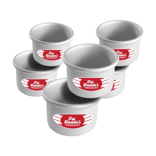 Fat Daddio's PRD-43CASE Anodized Aluminum Round Cake Pan, 4 x 3 inch, Set of 6