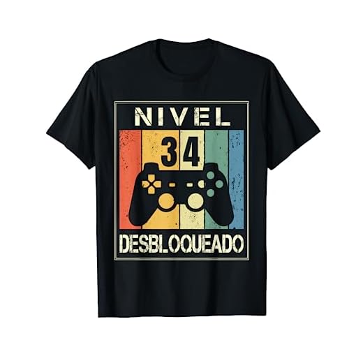 Nivel 34 Desbloqueado Gamer 34 Años 1987 Divertido Hombre Camiseta