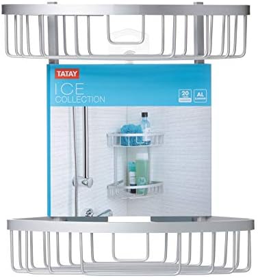 TATAY Ice Double Corne Storage Basket, 300 x 220 x 330, Aluminum, Silver, One Size