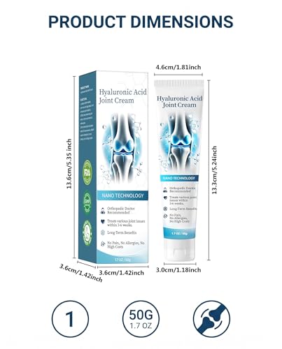 IPNSDON 1 pièce Crème de soin articulaire à l'acide hyaluronique, crème apaisante pour le dos, la nuque, les mains, les genoux et les articulations,50ml – vue 7